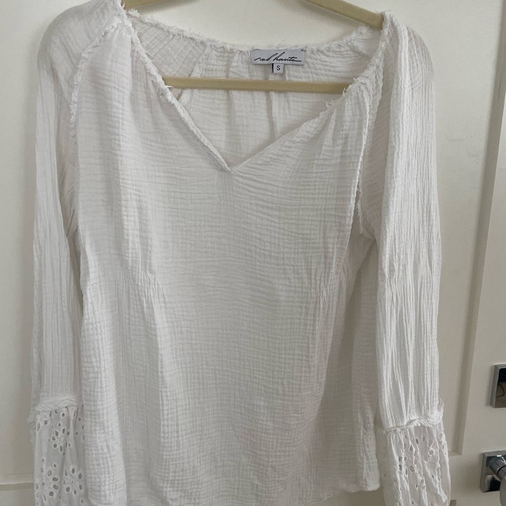 Red haute white festival blouse small perfect like new